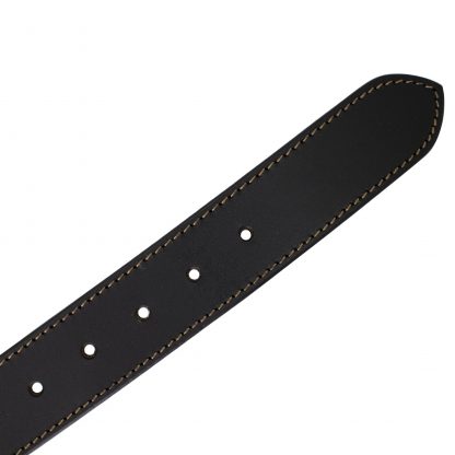 Full Grain Stitched Black Leather Belt