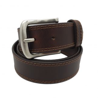 Full Grain Double Stitched Brown Leather Belt