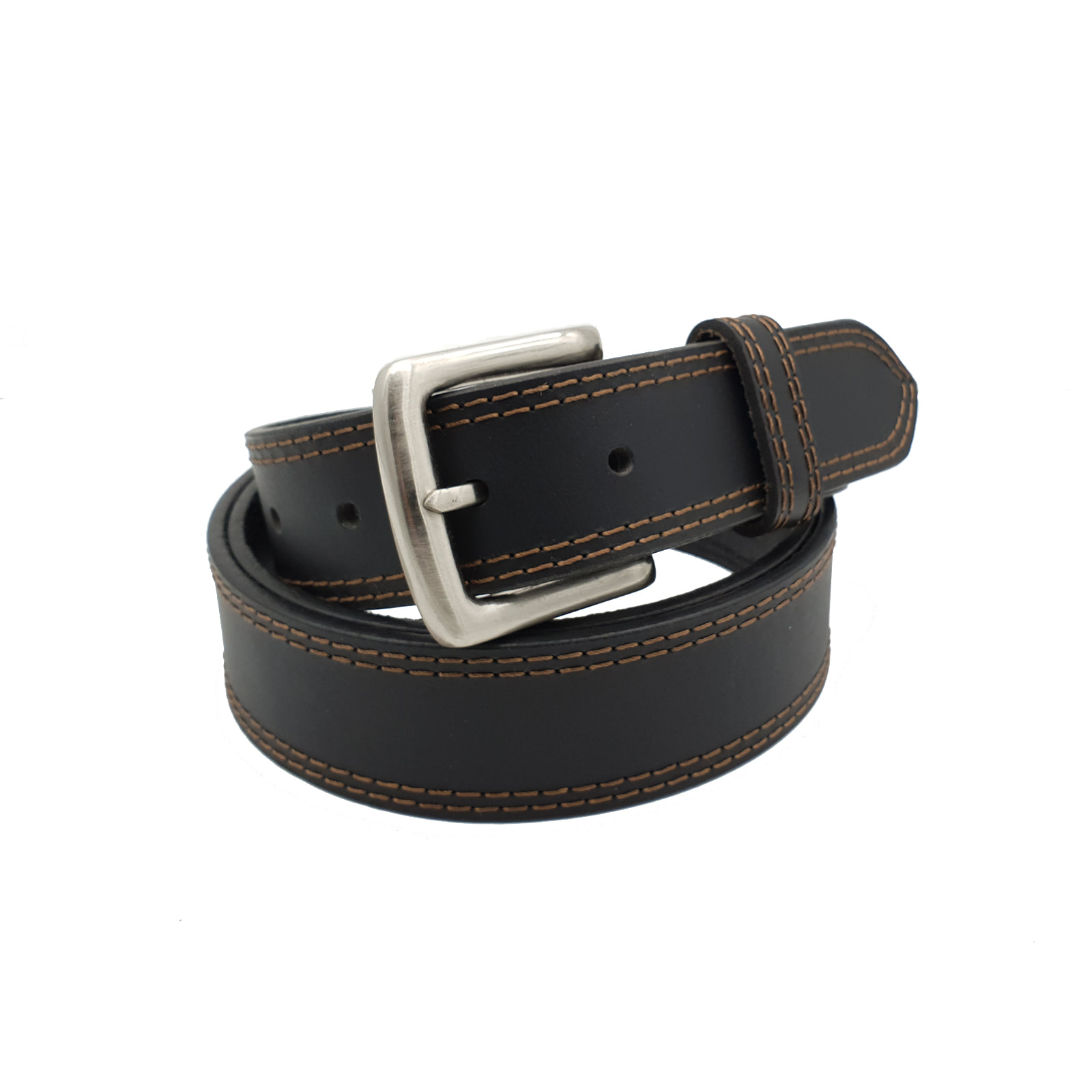 DOUBLE C BELT 20MM IN BLACK CALFSKIN WITH SILVER CHAIN INTERWOVEN BUCKLE