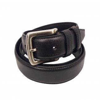 Full Grain Stitched Black Formal Leather Belt