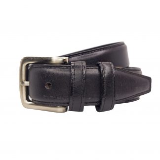 Full Grain Stitched Black Formal Leather Belt