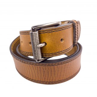 Full Grain Double Stitched Tan Leather Belt