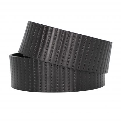 Full Grain Embossed Stitching Black Leather Belt