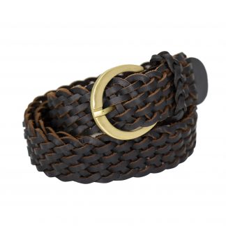 32mm Full Grain Braided Black Leather Belt