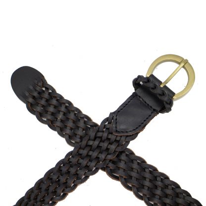 Full Grain Braided Black Leather Belt