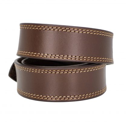 Full Grain Double Stitched Brown Leather Belt