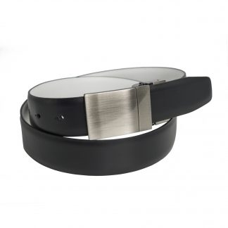35mm Genuine Leather Black & White Reversible Belt