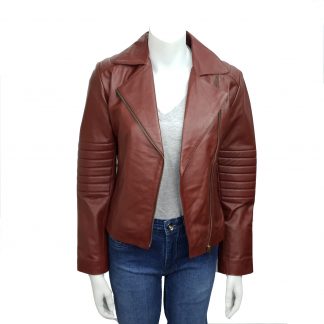 Women's Biker Burgundy Leather Jacket