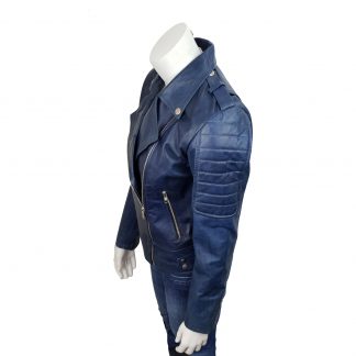 Women's Biker Navy Leather Jacket
