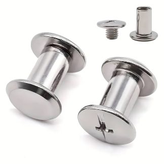 10mm Metal Silver Chicago Screw for Belts x 10 pcs